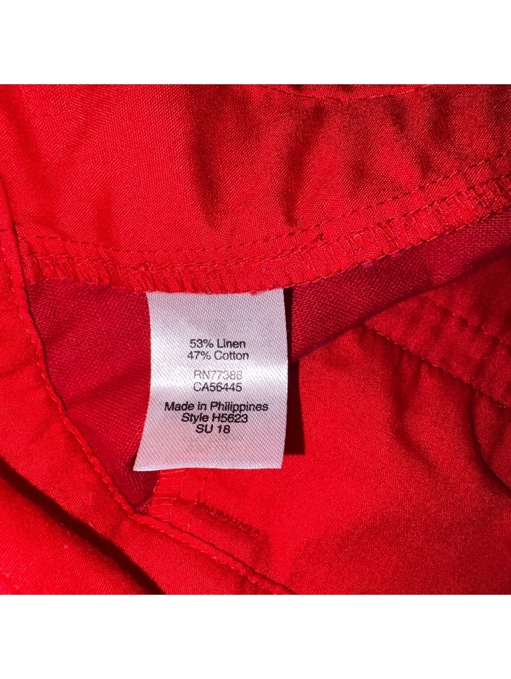 J.Crew 53% Linen Blend Woman’s Size 12 Red Scalloped Hem Linen Shorts